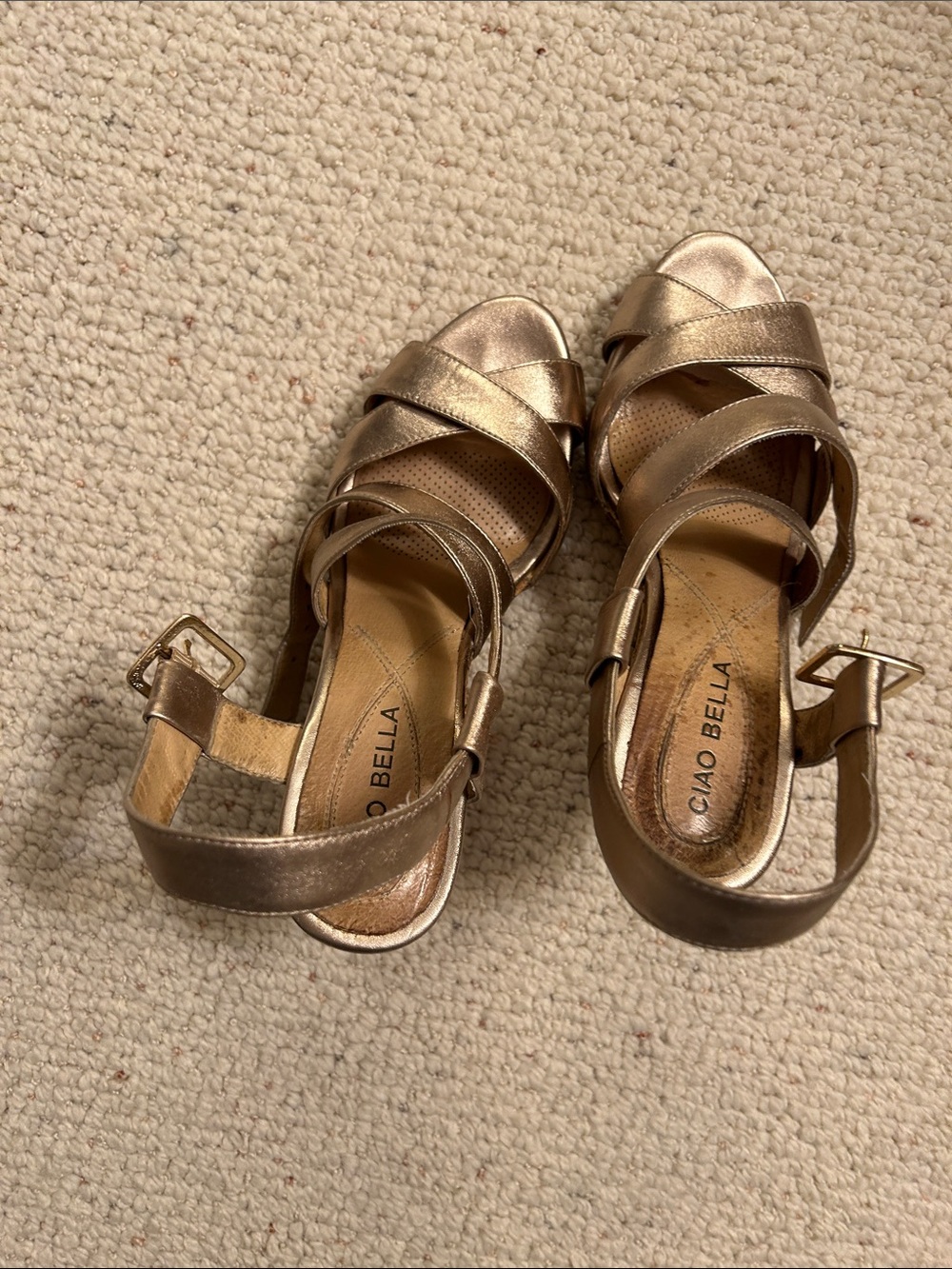 Gold platform sandals